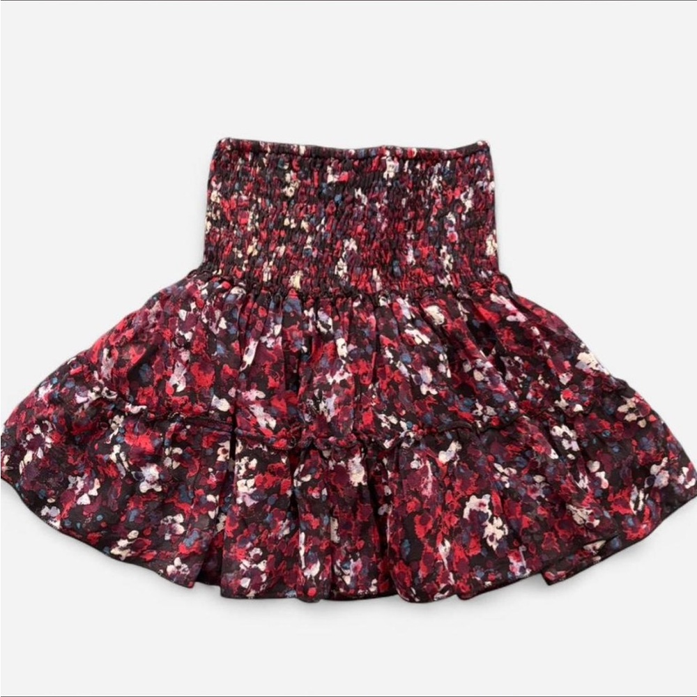 Elegant Red Floral A-Line Skirt